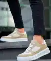 KB-X8 Kuback Bej Keten Süet Yüksek Taban Günlük Spor Ayakkabı