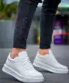 KB-X8 Kuback Beyaz Cilt Beyaz Yüksek Taban Günlük Spor Ayakkabı