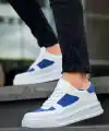 KB-X8 Kuback Beyaz Cilt Mavi Süet Detaylı Beyaz Yüksek Taban Günlük Spor Ayakkabı