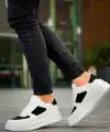 KB-X8 Kuback Beyaz Siyah Cilt Yüksek Taban Günlük Spor Ayakkabı