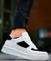 KB-X8 Kuback Beyaz Siyah Cilt Yüksek Taban Günlük Spor Ayakkabı