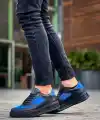 KB-X8 Kuback Siyah Cilt Mavi Süet Detaylı Siyah Yüksek Taban Günlük Spor Ayakkabı