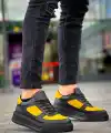 KB-X8 Kuback Siyah Sarı Cilt Yüksek Taban Günlük Spor Ayakkabı