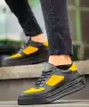 KB-X8 Kuback Siyah Sarı Cilt Yüksek Taban Günlük Spor Ayakkabı