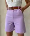 Kemerli gabardin şort lila s25735