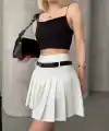 Kemerli pikseli şort etek