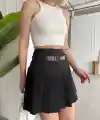 Kemerli pikseli şort etek