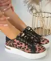 Kity Leopar Saten Bağcıklı Spor Ayakkabı