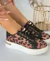 Kity Leopar Saten Bağcıklı Spor Ayakkabı