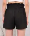 Kuşaklı keten şort siyah s255265