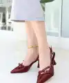 Liwan Bordo Rugan Topuklu Ayakkabı