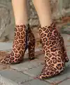 Loora Leopar Saten Topuklu Bot