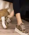 Lulu Leopar Süet Bağcıklı Spor Ayakkabı