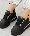 Lulu Siyah Cilt Bağcıklı Spor Ayakkabı