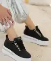Lulu Siyah Cilt Beyaz Tabanlı Bağcıklı Spor Ayakkabı