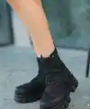 Mabel Siyah Cilt Bağcıklı Bot