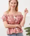 Madonna yaka çiçekli bluz