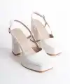 Mety Beyaz Cilt Topuklu Ayakkabı