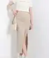 Nakışlı etekli takım bej beyaz s3899