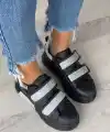 Nino Siyah Cilt Simli Cırt Cırtlı Spor Ayakkabı