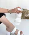 Osper Beyaz Cilt Topuklu Terlik