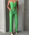Palazzo pantolonlu alt üst takım yeşil