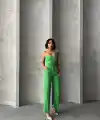 Palazzo pantolonlu alt üst takım yeşil