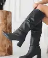 Pitay Siyah Cilt Topuklu Çizme