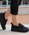 Plani Siyah Cilt Babet Ayakkabı