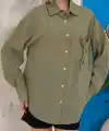 Relax fit keten gömlek haki s255349
