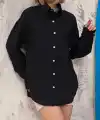 Relax fit keten gömlek siyah s255349