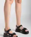 Saide Siyah Cilt Cırt Cırtlı Sandalet