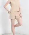 Şortlu Ayrobin takım bej
