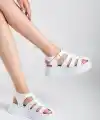 Toten Beyaz Cilt Kemerli Sandalet