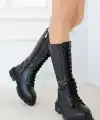 Uliza Siyah Cilt Bağcıklı Çizme