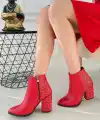 Yoont Kırmızı Cilt Topuklu Bot