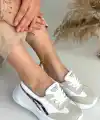 Zitta Beyaz Cilt Leopar Detaylı Spor Ayakkabı