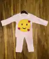 3-12 aylık emoji detalı takım pembe