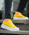 KB-CX-3 Kuback Kısa Sarı Keten Beyaz Yüksek Taban Spor Ayakkabı