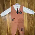6-24 aylık kravatlı üçlü takım kahve