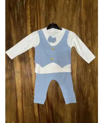 3-12 aylık papyonlu takım mavibeyaz