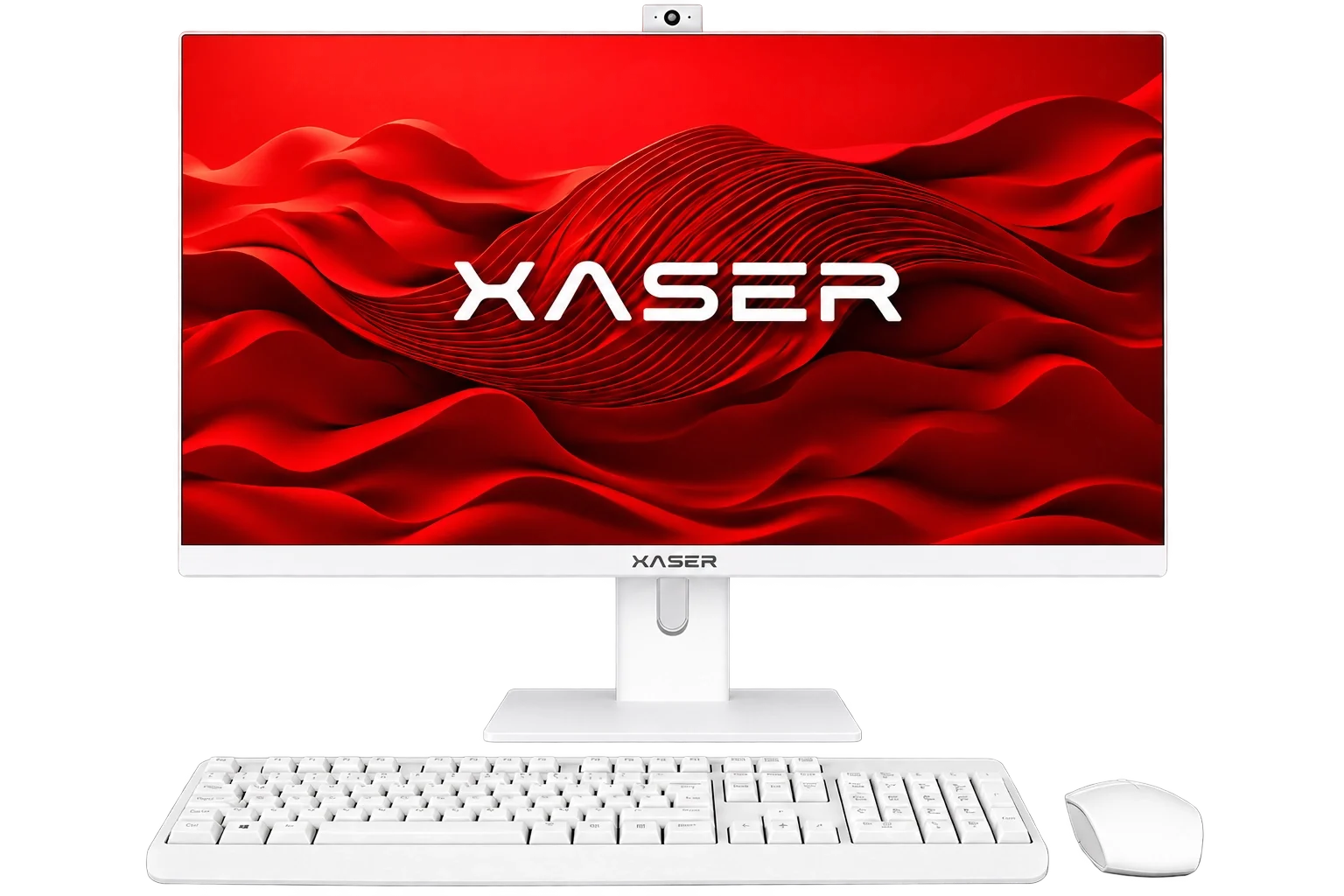 XASER XS010 beyaz All-in-One bilgisayar, klavye ve mouse