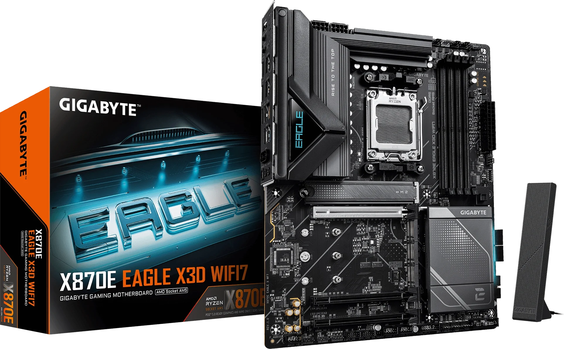 X870E EAGLE X3D WIFI7 kutu ve ürün