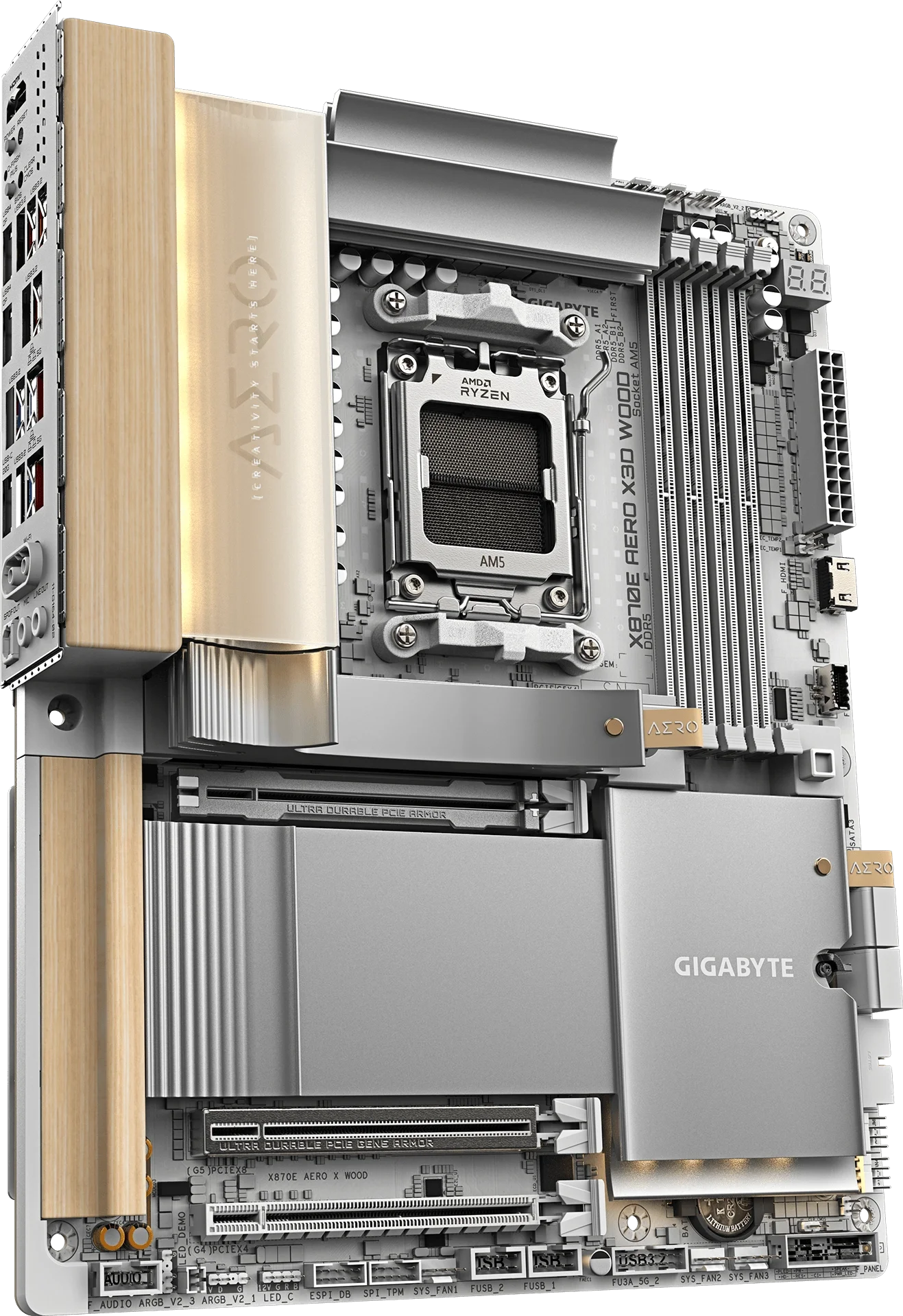 X870E AERO X3D WOOD tasarım detayı