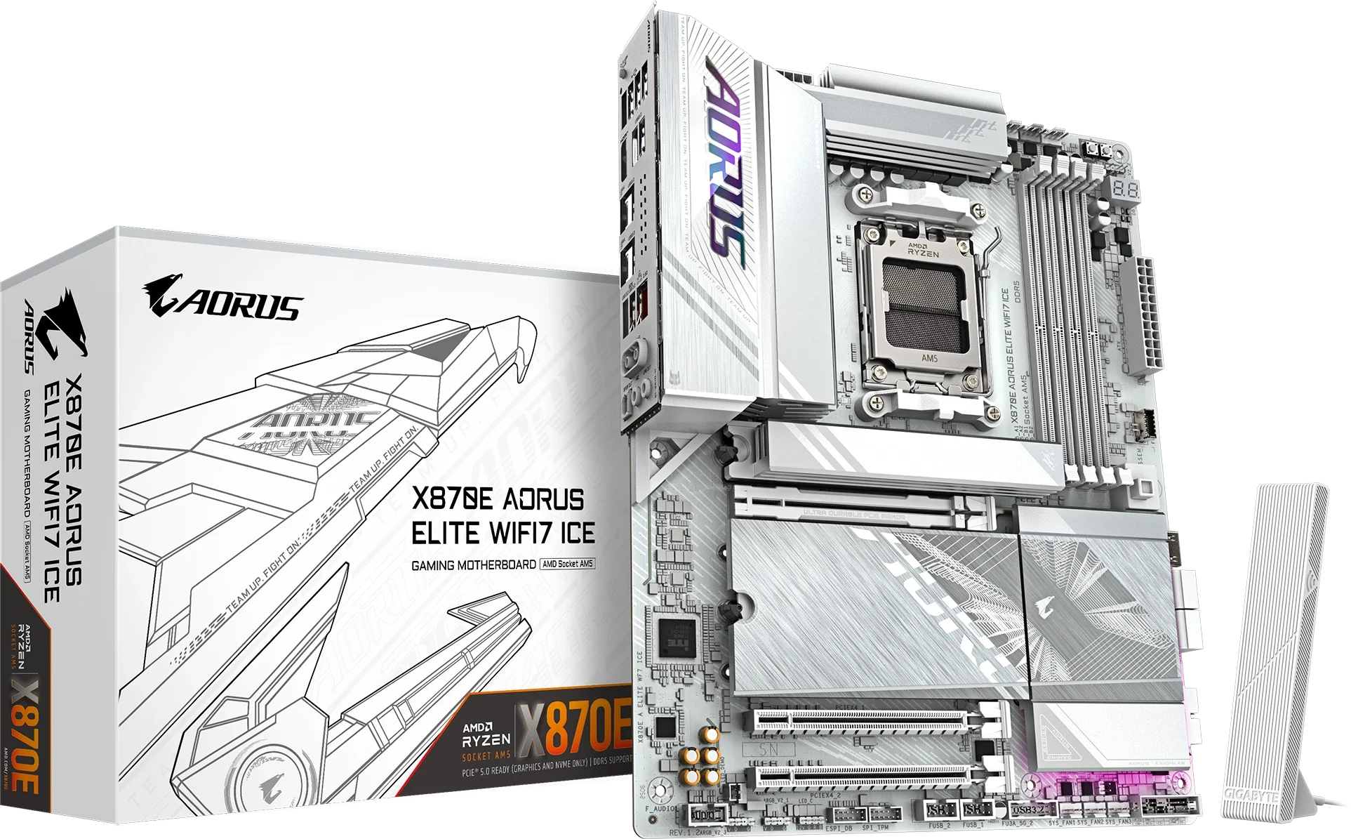 X870E AORUS ELITE WIFI7 ICE kutu ve ürün