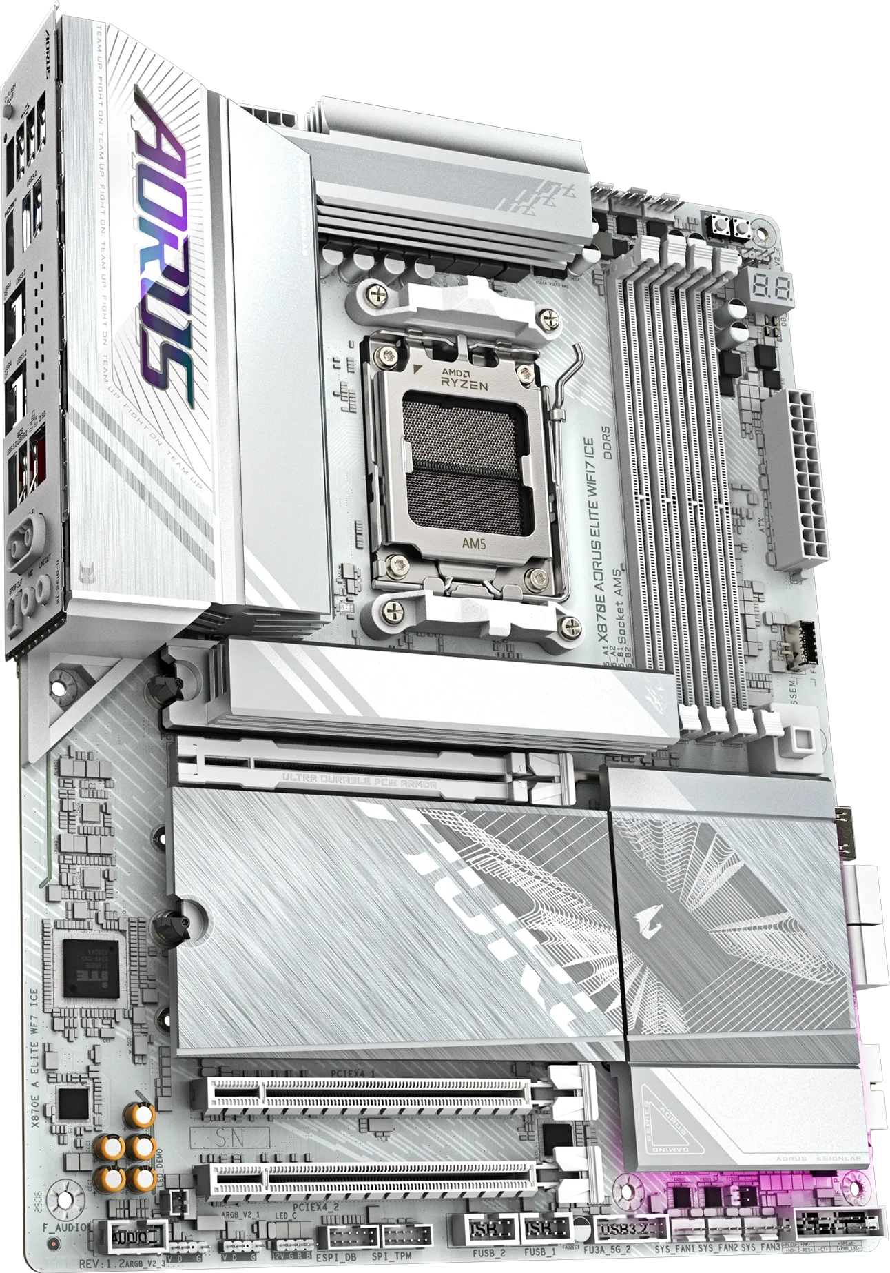 X870E AORUS ELITE WIFI7 ICE tasarım detayı