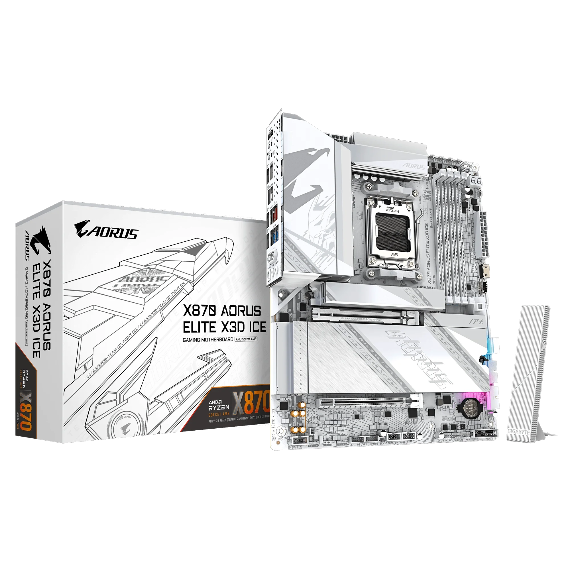 X870 AORUS ELITE X3D ICE kutu ve ürün