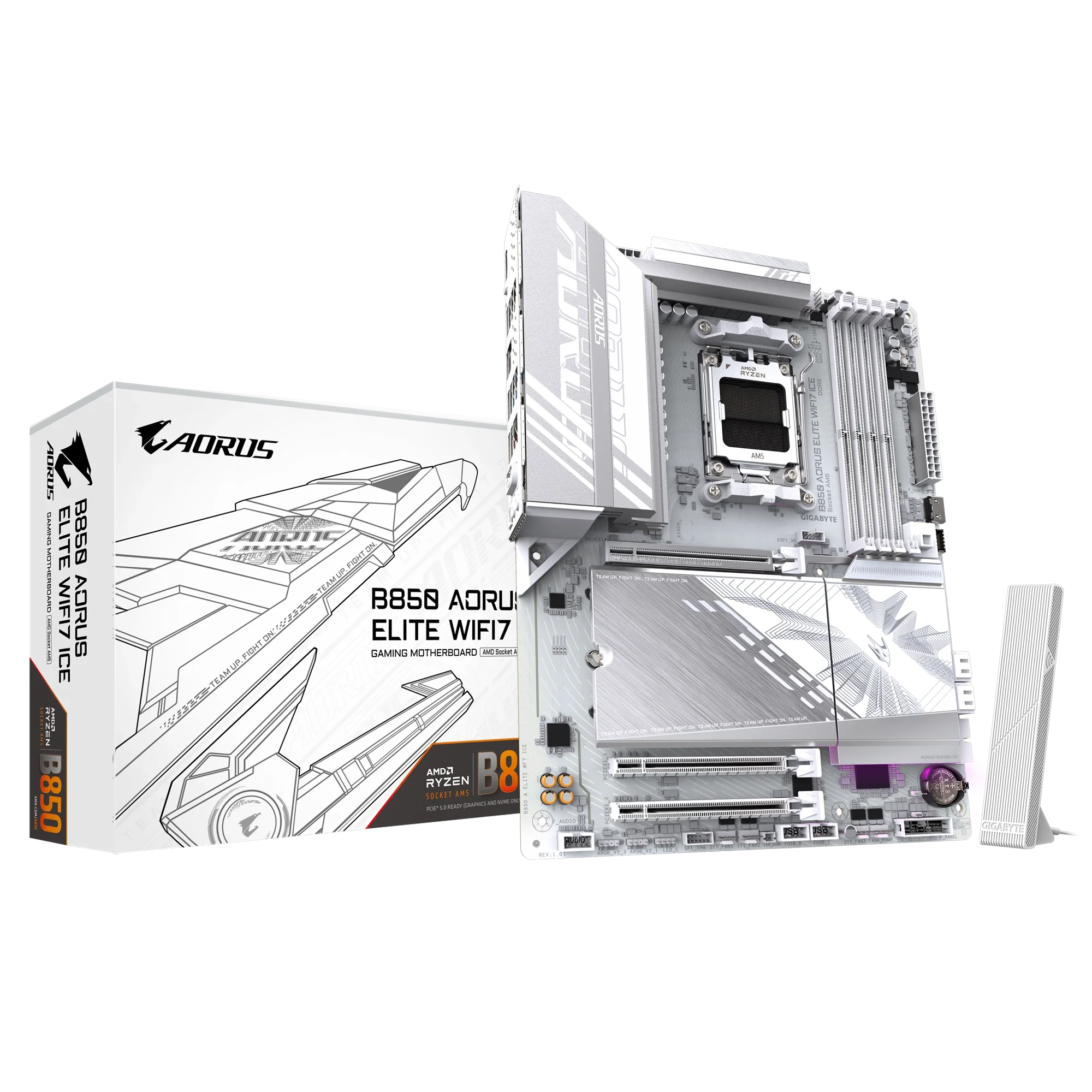B850 AORUS ELITE WIFI7 ICE kutu ve ürün