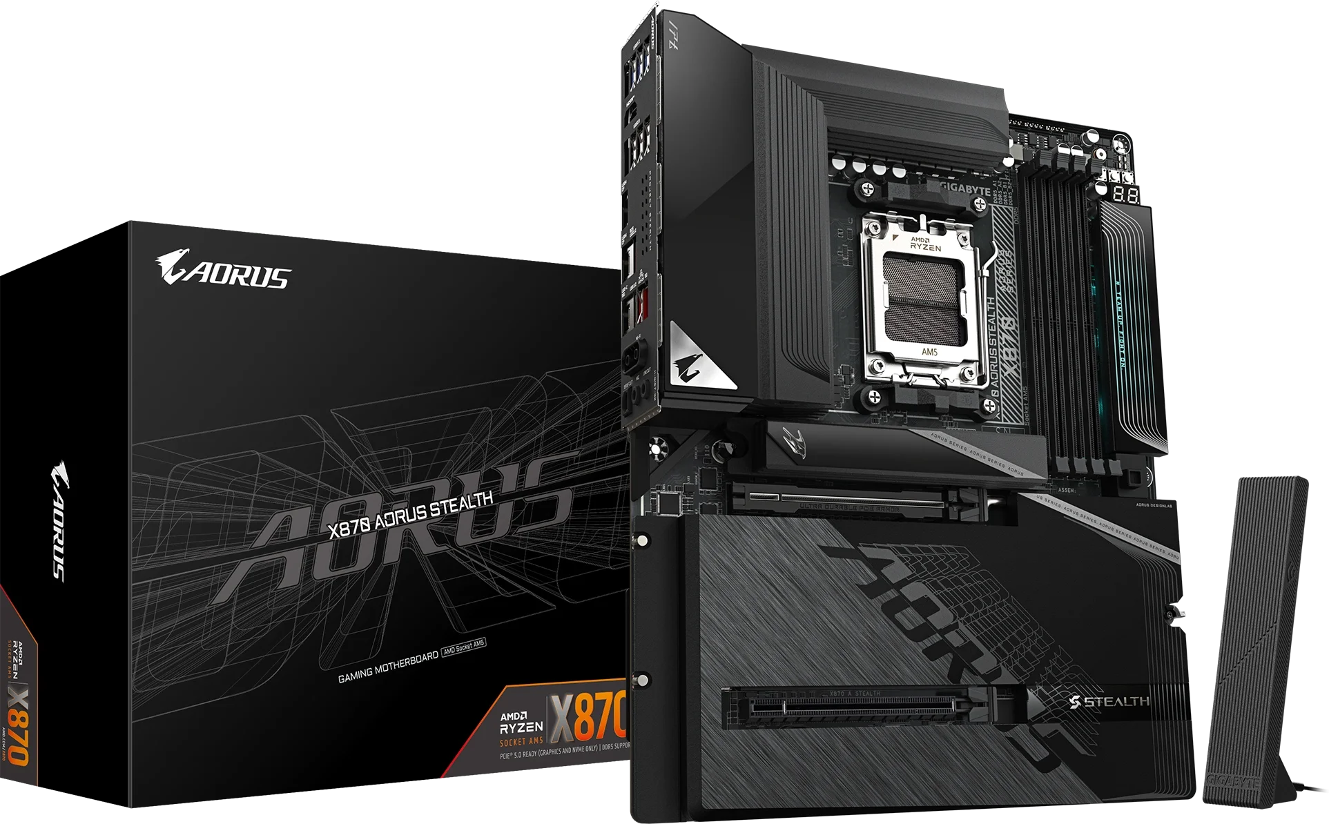 X870 AORUS STEALTH kutu ve ürün