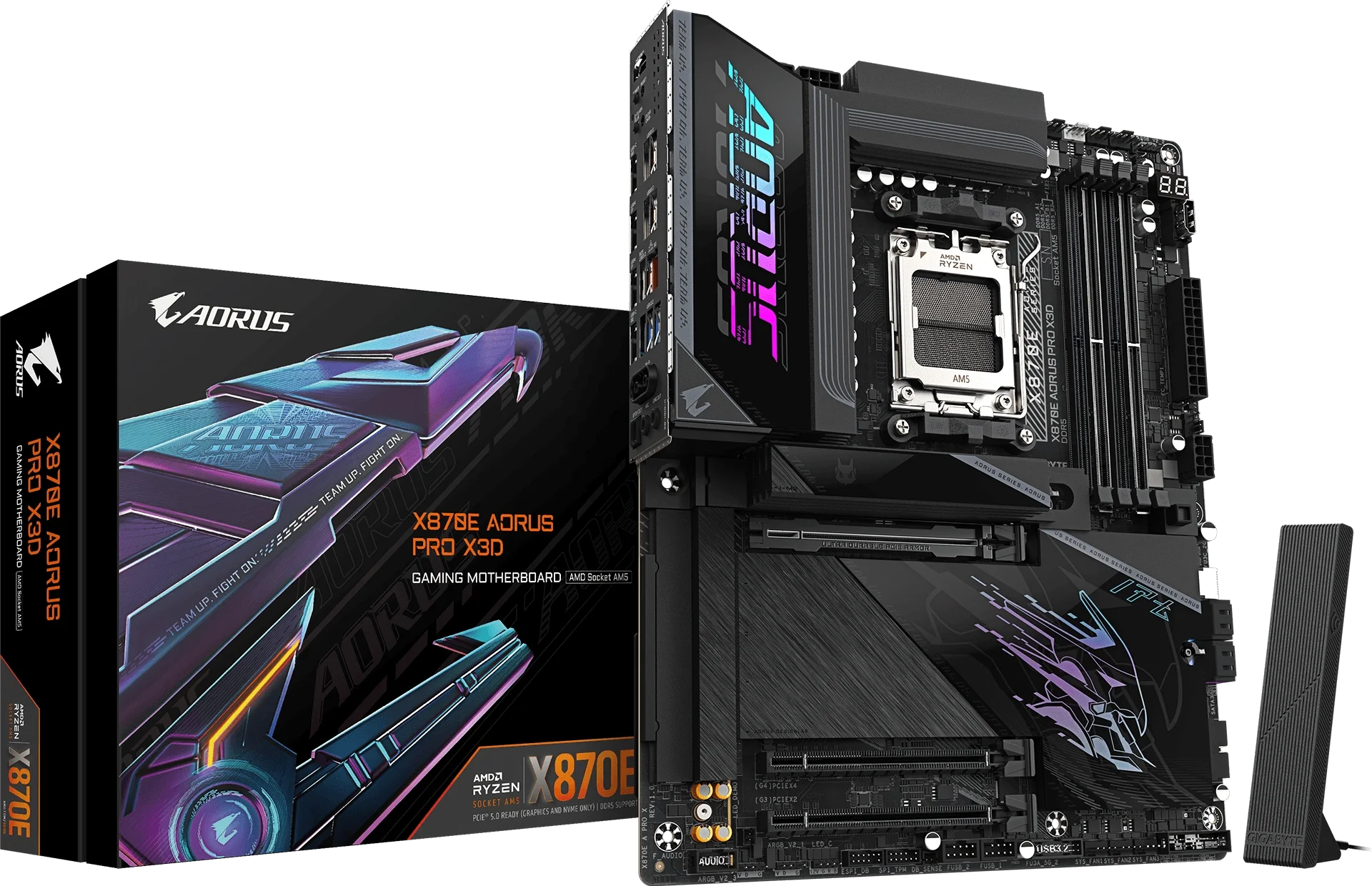 X870E AORUS PRO X3D kutu ve ürün